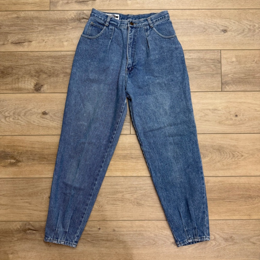 Vintage Basic Helium Pleated Barrel Leg Jeans‎ Medium Wash High Rise Size 4 11